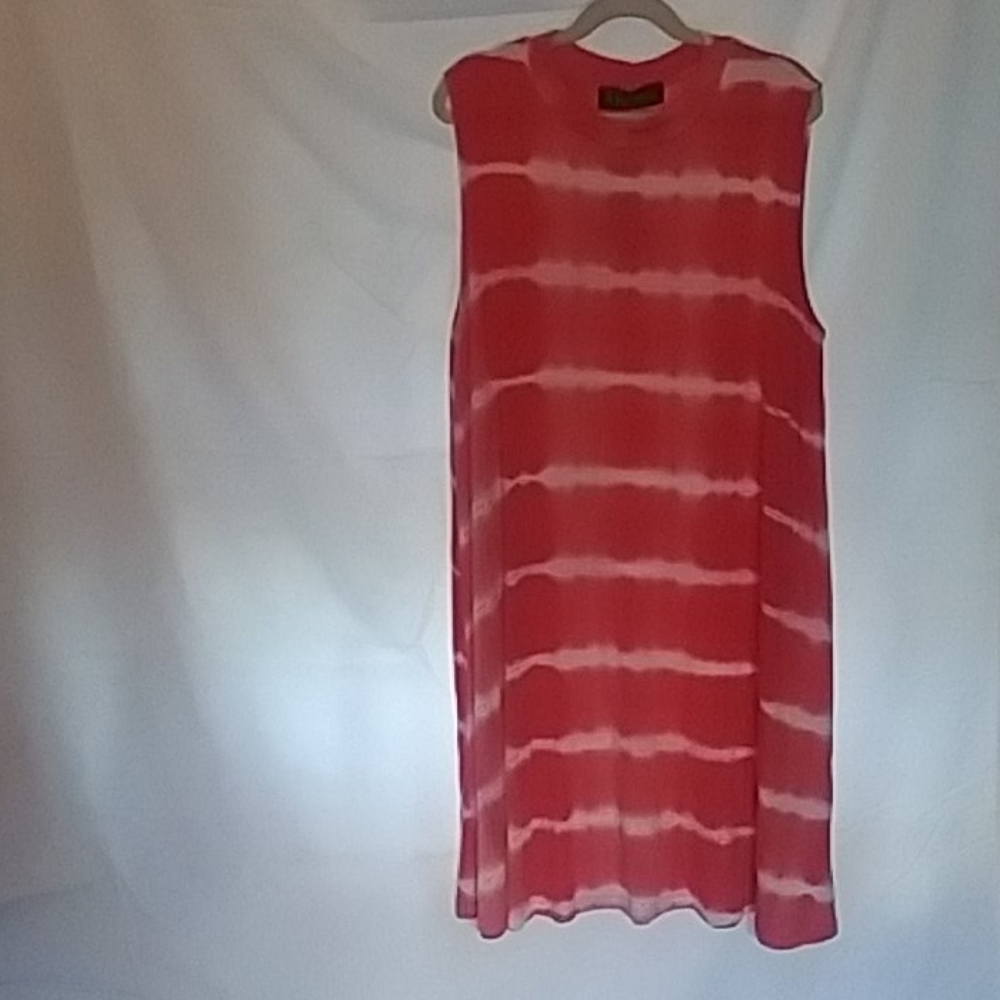 Coral Tie Dye Sleeveless shift Dress Medium